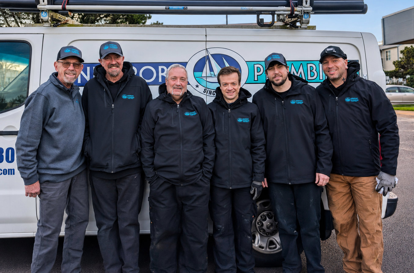 Newport Plumbing crew in front of company van